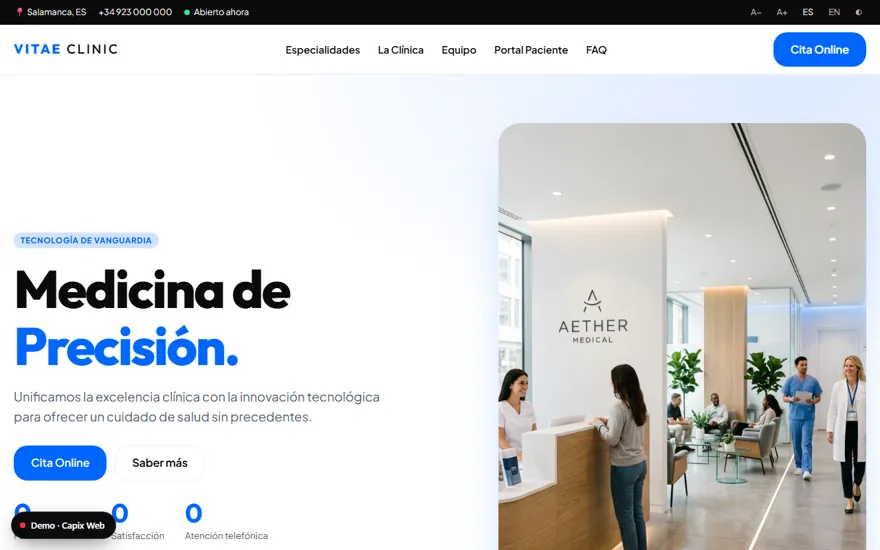 Vista previa de la demo Portal de Salud Online